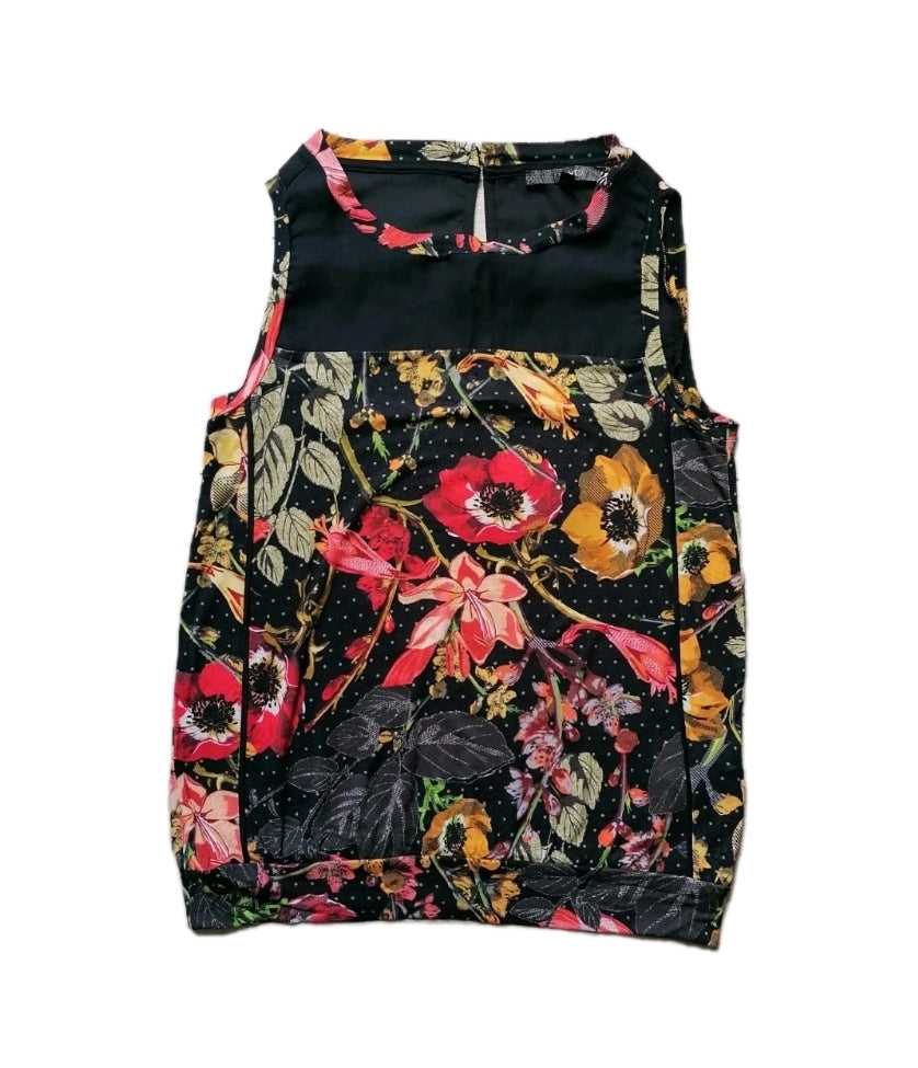 Ladies Next black mix sleeveless top UK 8
