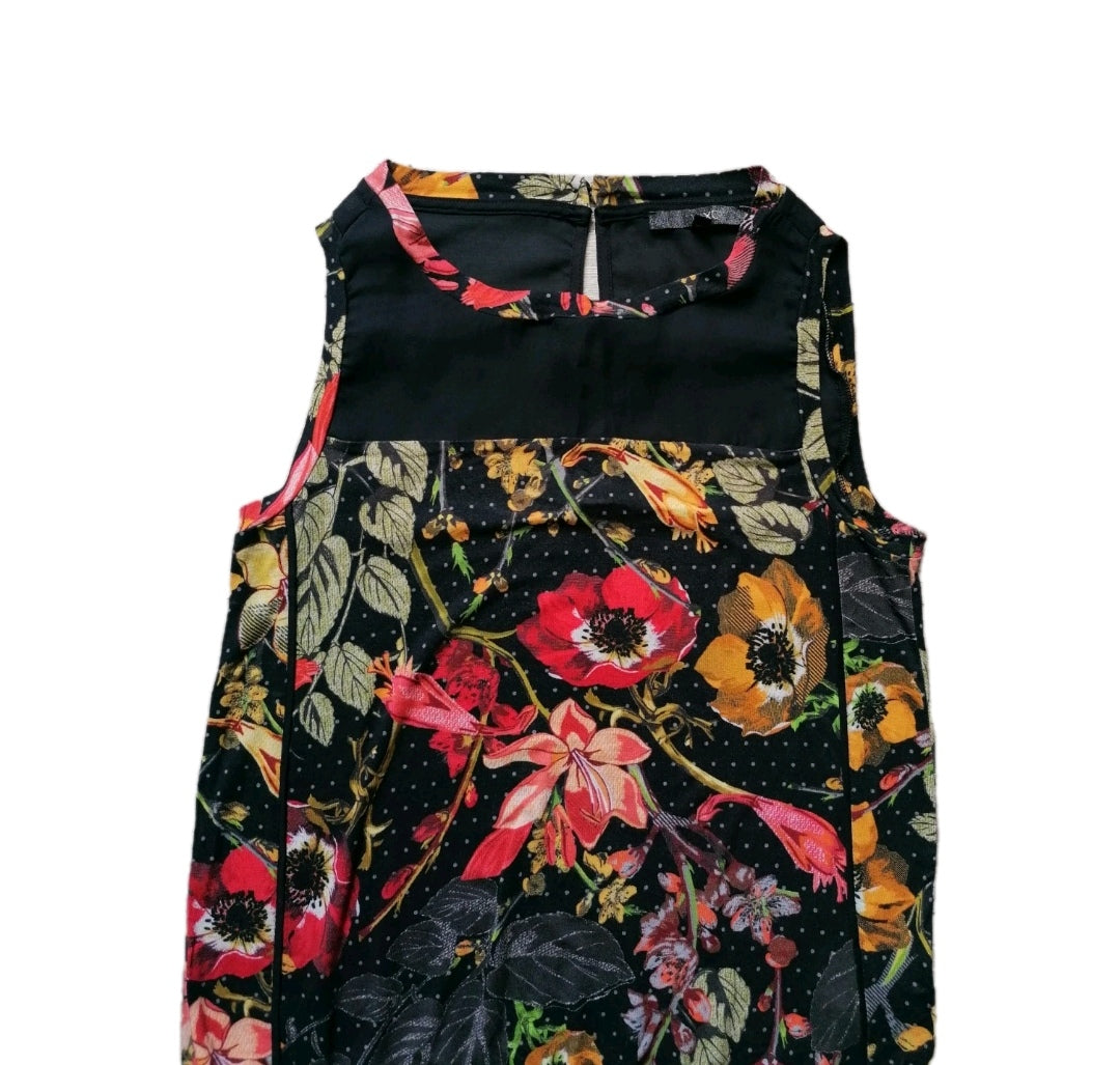 Ladies Next black mix sleeveless top UK 8