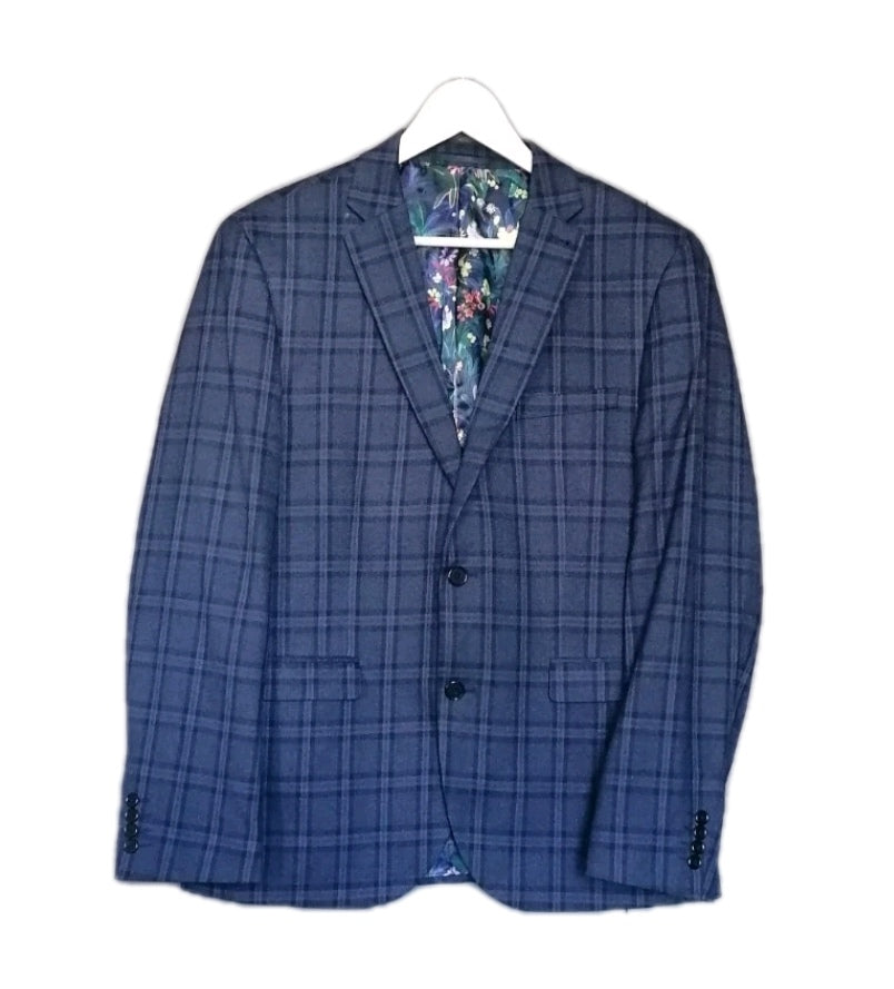 Men Next blue check tailored fit blazer 42R