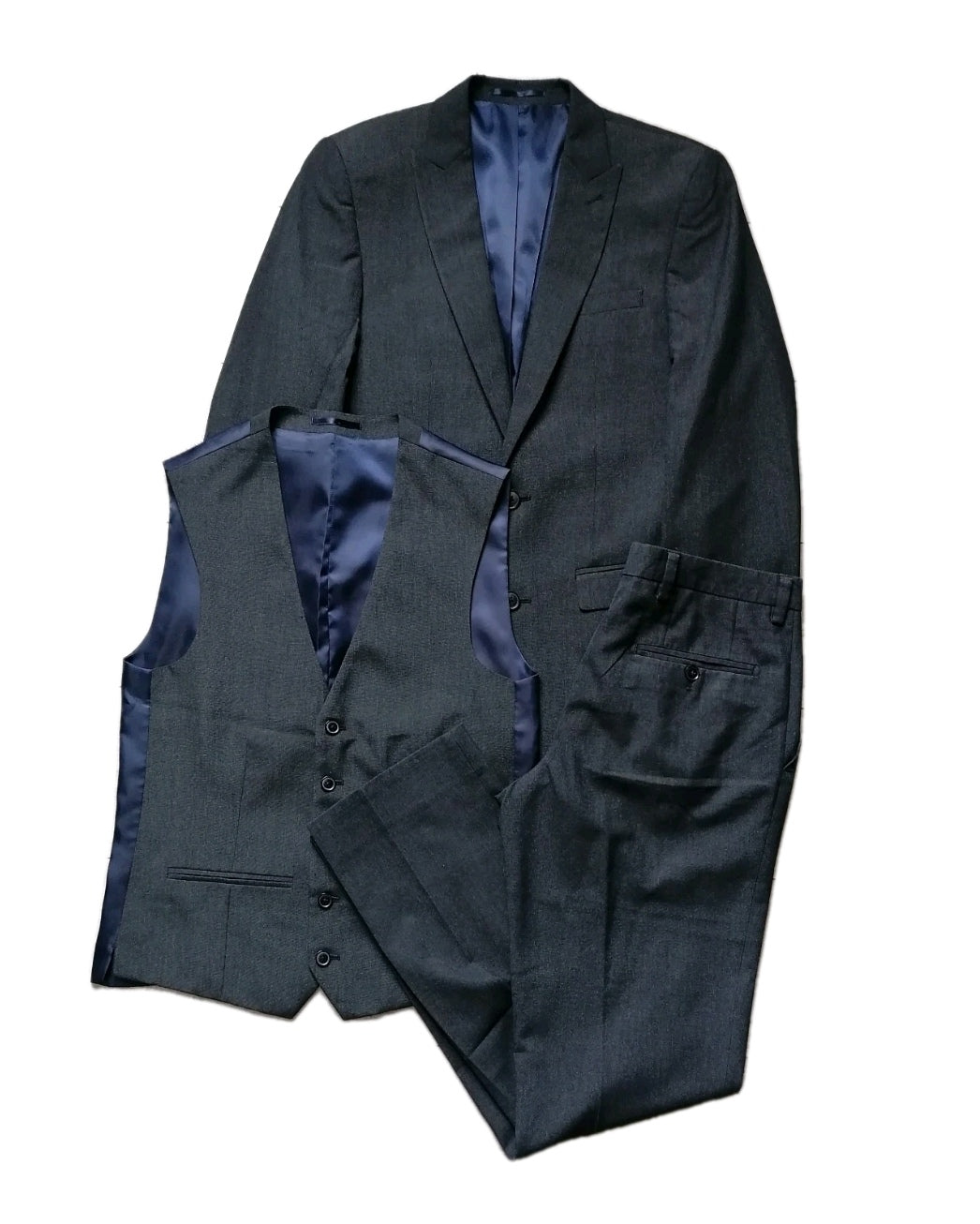 Men Next grey slim fit 3 piece suit 36R/30R/36R