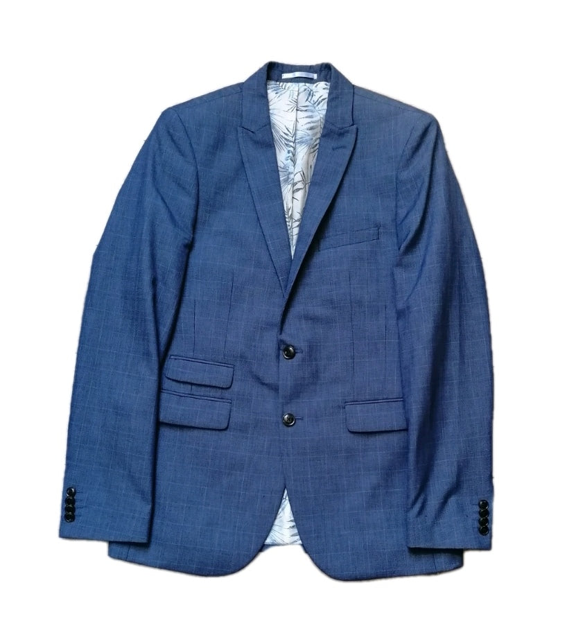 Men Next blue check slim fit suit 40L/34L