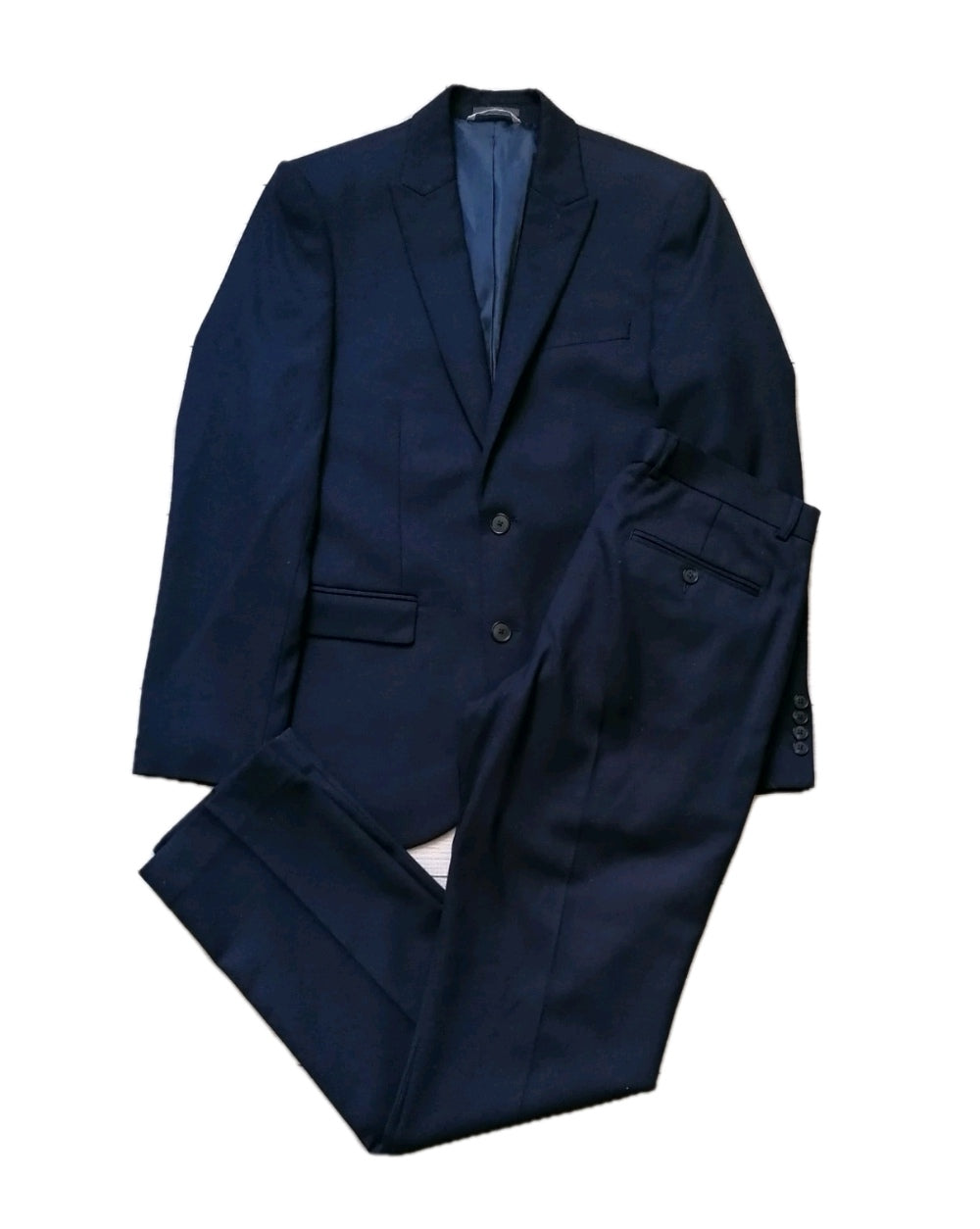 Men M&S navy blue slim fit 2 piece suit 38R/32L