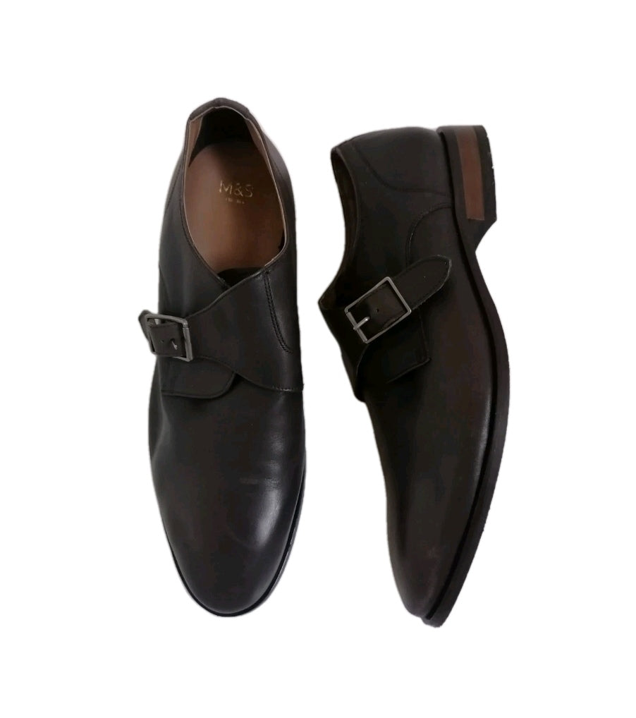 Men M&S brown monk style formal dress shoe UK 11