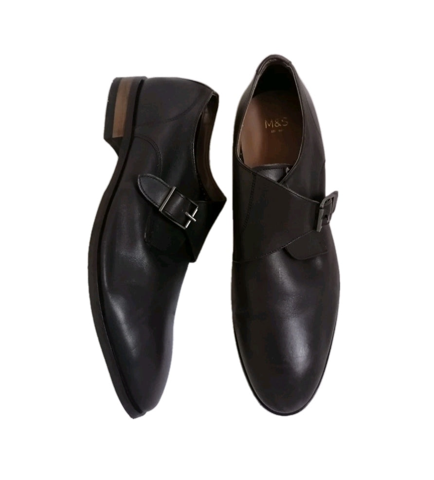 Men M&S brown monk style formal dress shoe UK 11