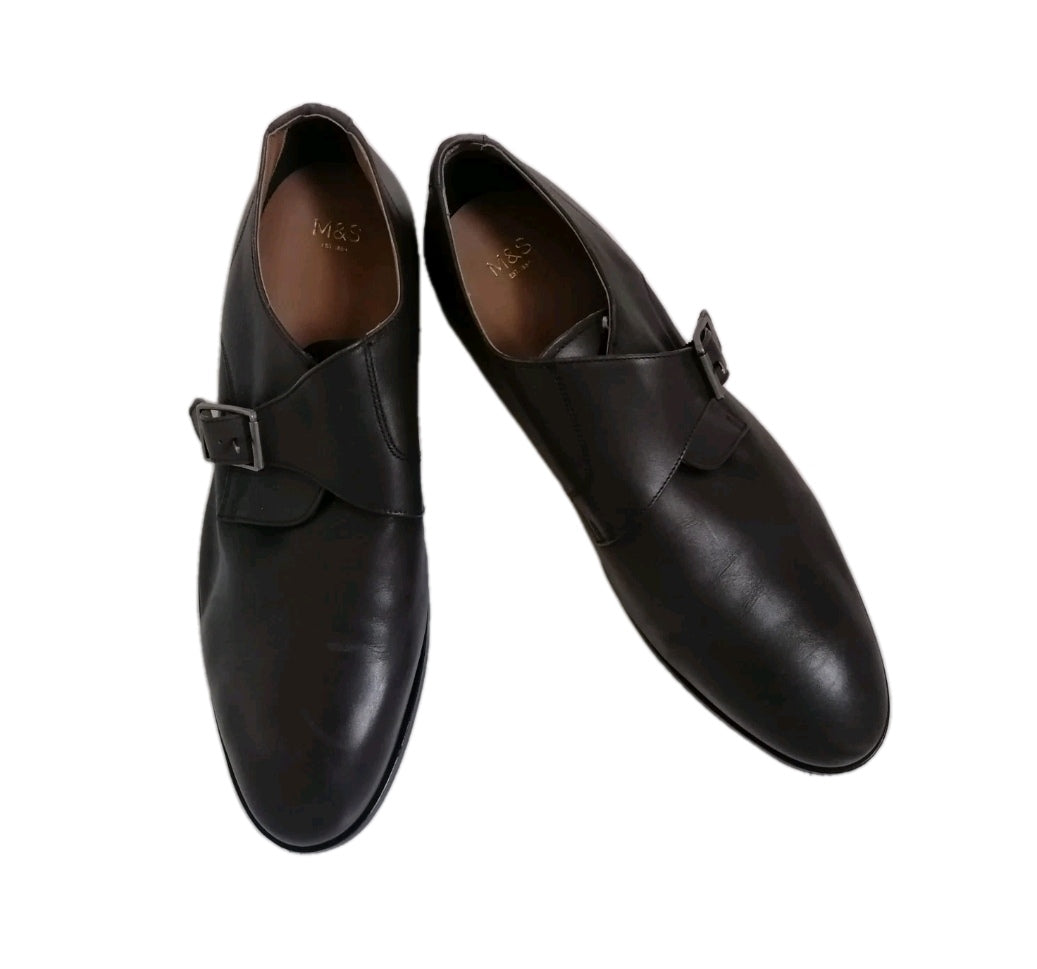 Men M&S brown monk style formal dress shoe UK 11