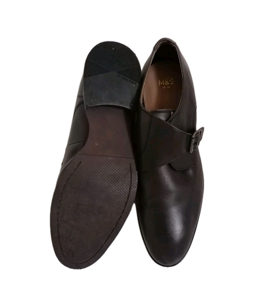Men M&S brown monk style formal dress shoe UK 11