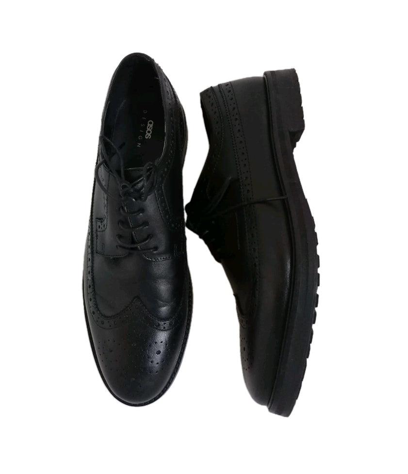 Men Asos black brogues lace up formal shoe UK 11