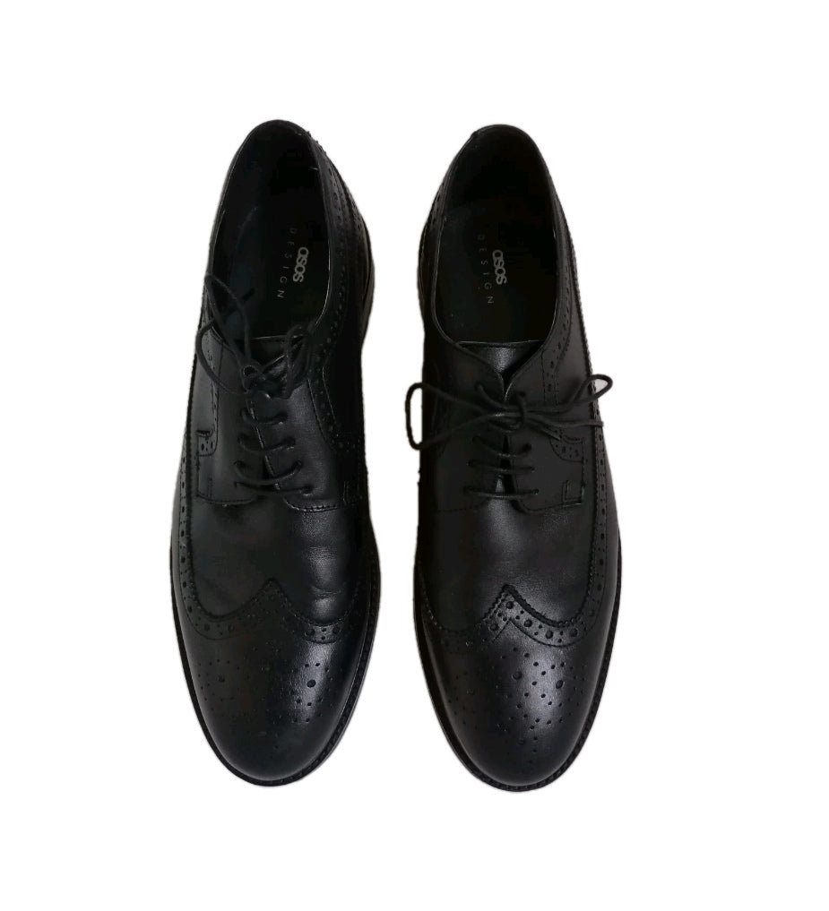 Men Asos black brogues lace up formal shoe UK 11
