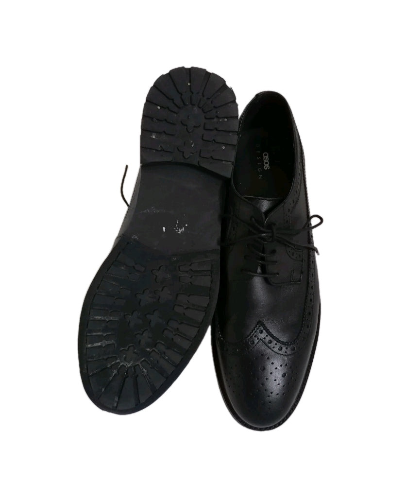 Men Asos black brogues lace up formal shoe UK 11
