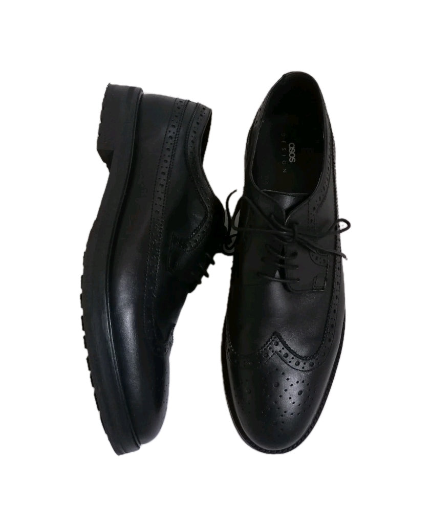 Men Asos black brogues lace up formal shoe UK 11