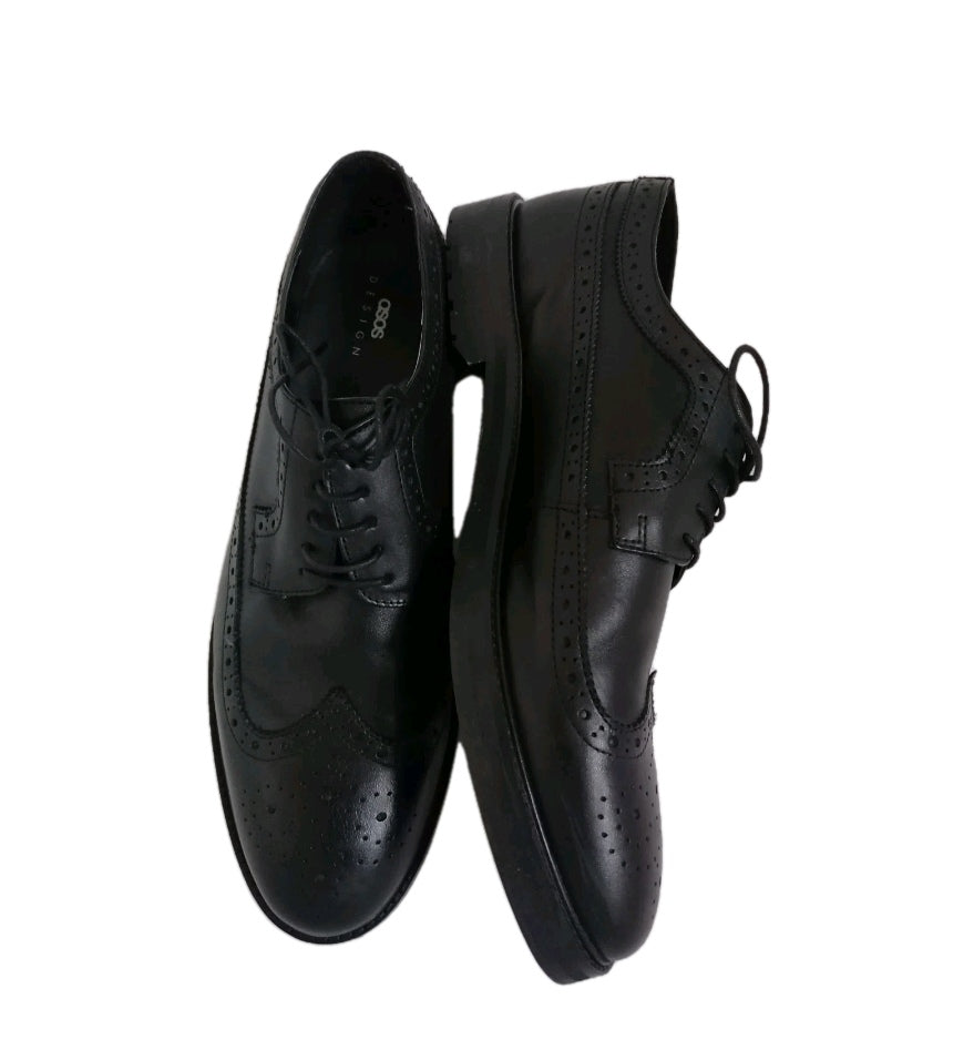 Men Asos black brogues lace up formal shoe UK 11