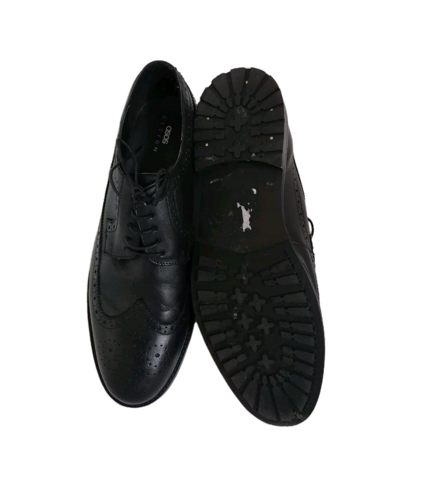 Men Asos black brogues lace up formal shoe UK 11