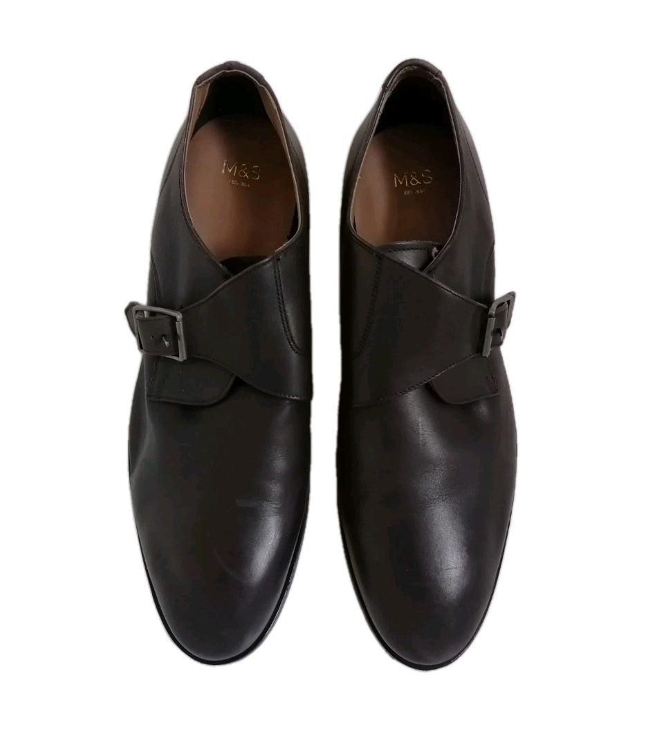 Men M&S brown monk style formal dress shoe UK 11