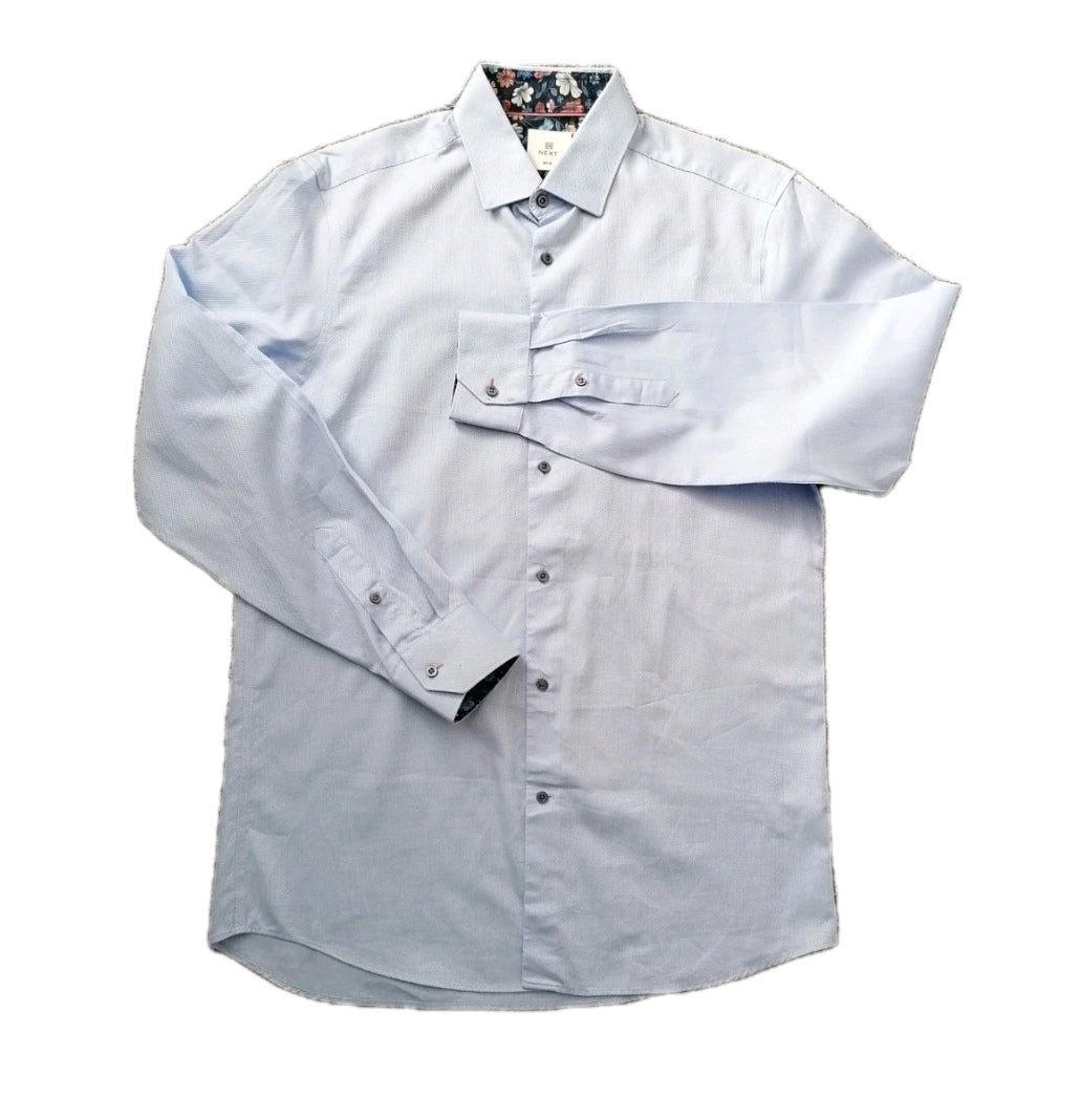 Men Next sky blue regular fit formal long sleeve shirr 15.5"