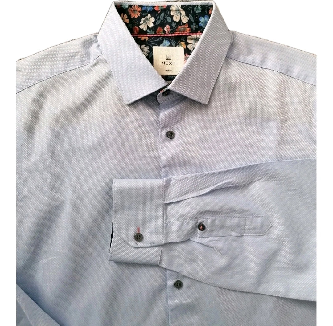 Men Next sky blue regular fit formal long sleeve shirr 15.5"