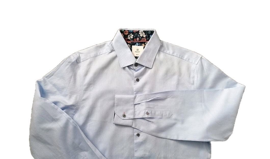 Men Next sky blue regular fit formal long sleeve shirr 15.5"