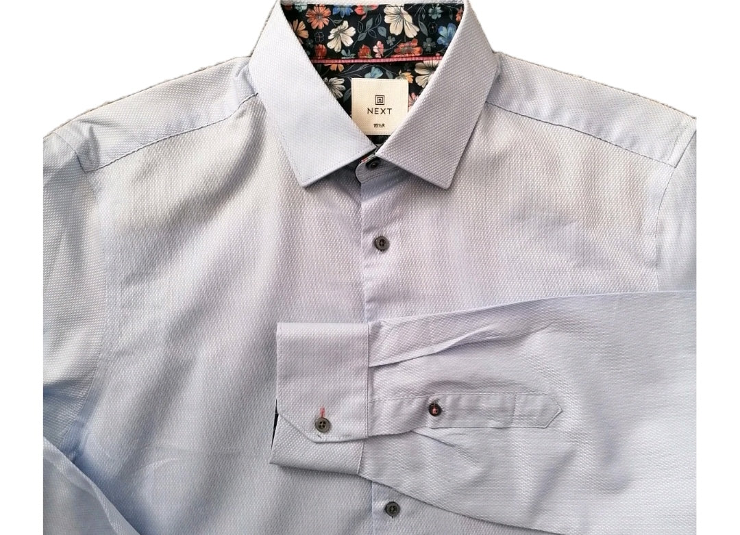 Men Next sky blue regular fit formal long sleeve shirr 15.5"