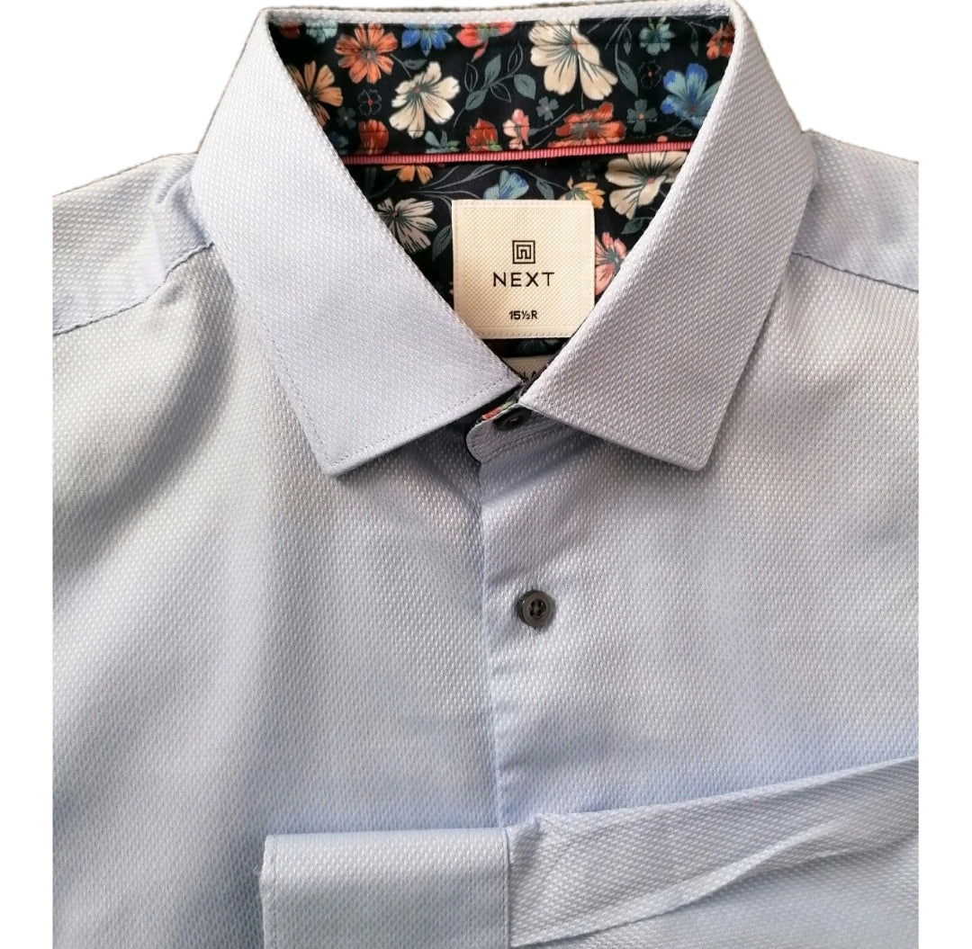 Men Next sky blue regular fit formal long sleeve shirr 15.5"