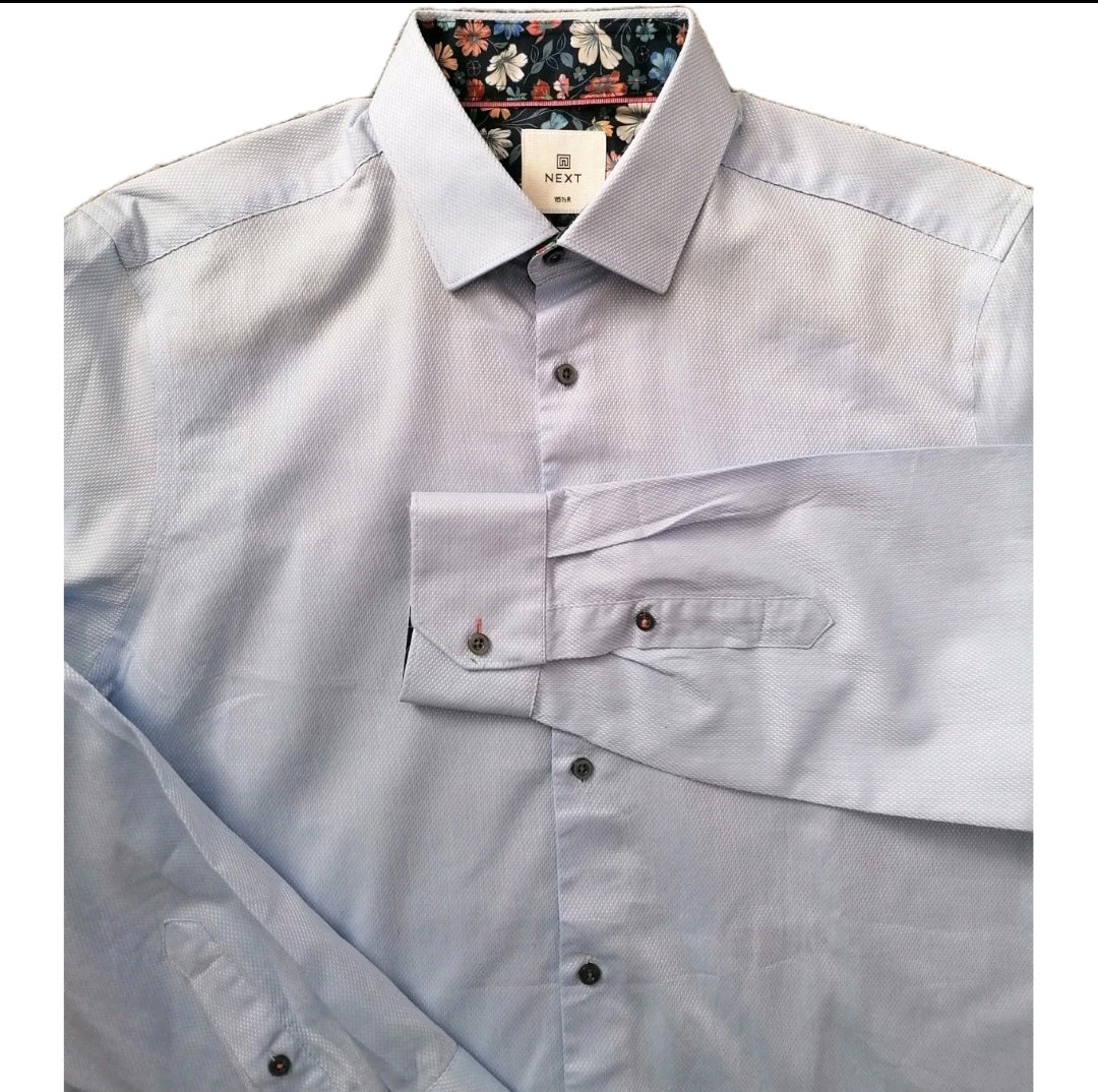 Men Next sky blue regular fit formal long sleeve shirr 15.5"