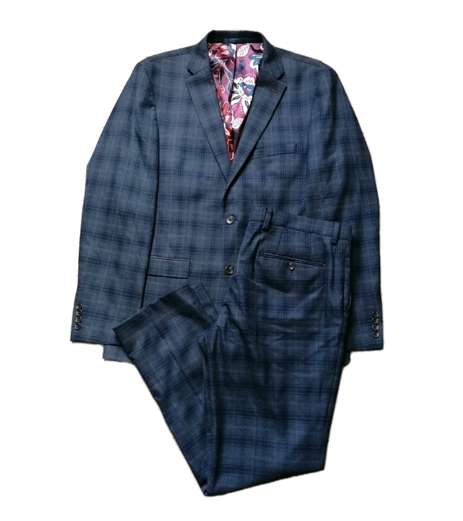 Men Next grey Check tailored fit 2 piece suit 40R/36R