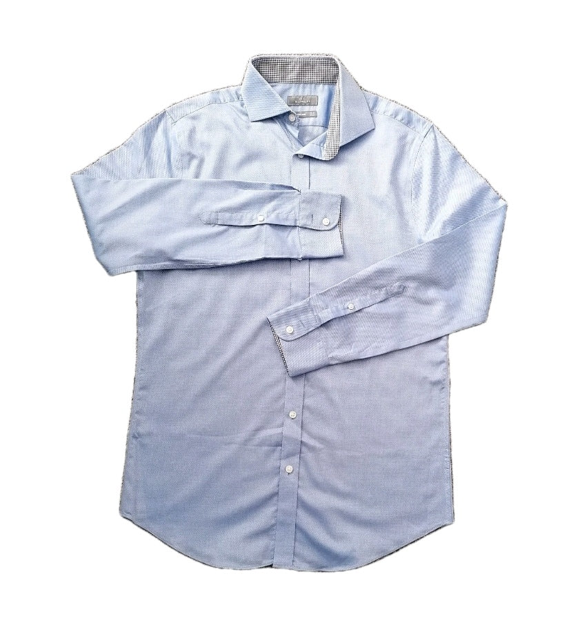 Men sky blue tailored fit long sleeve formal shirt 15.5"