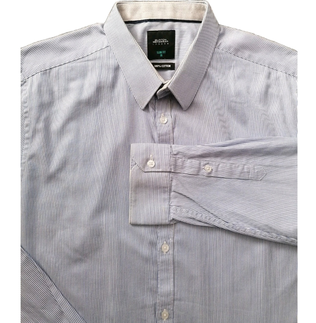 Men Burton blue white stripe medium formal shirt, mediym