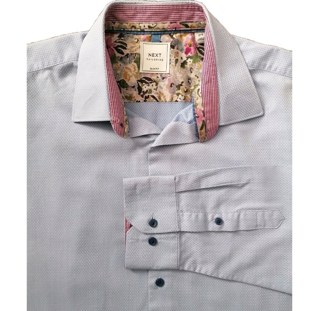 Men Next sky blue slim fit formal long sleeve shirt 17"