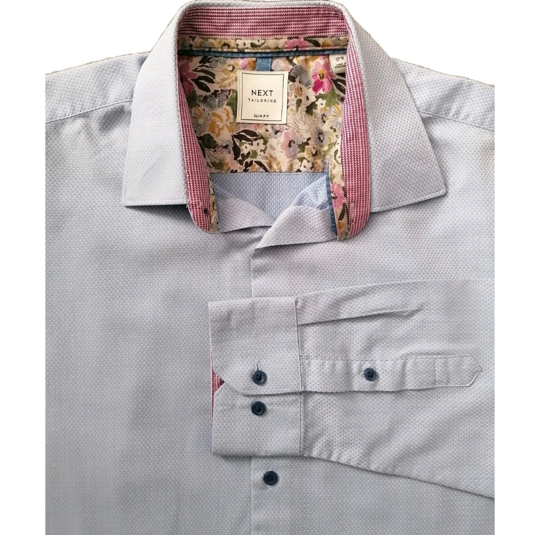 Men Next sky blue slim fit formal long sleeve shirt 17"