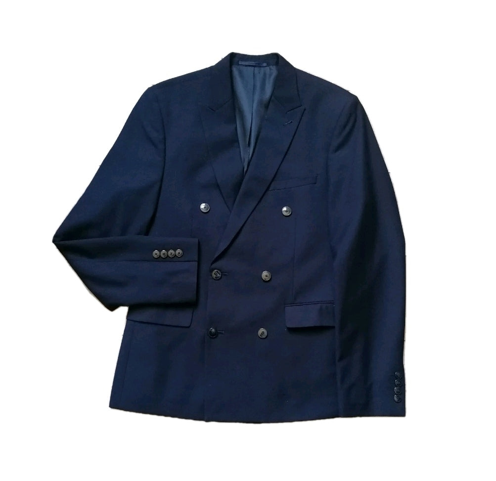 Men Burton double breasted navy blue slim fit blazer 40R