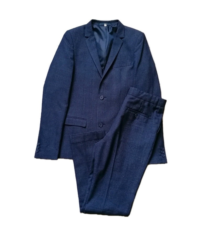 Boys M&S blue check 2 piece suit 12-13 years