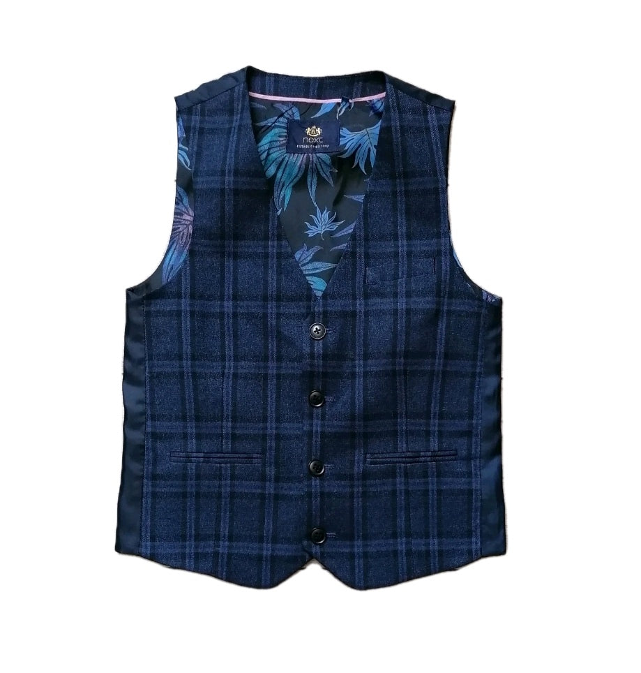 Boys Next navy check 4 piece suit 8 years
