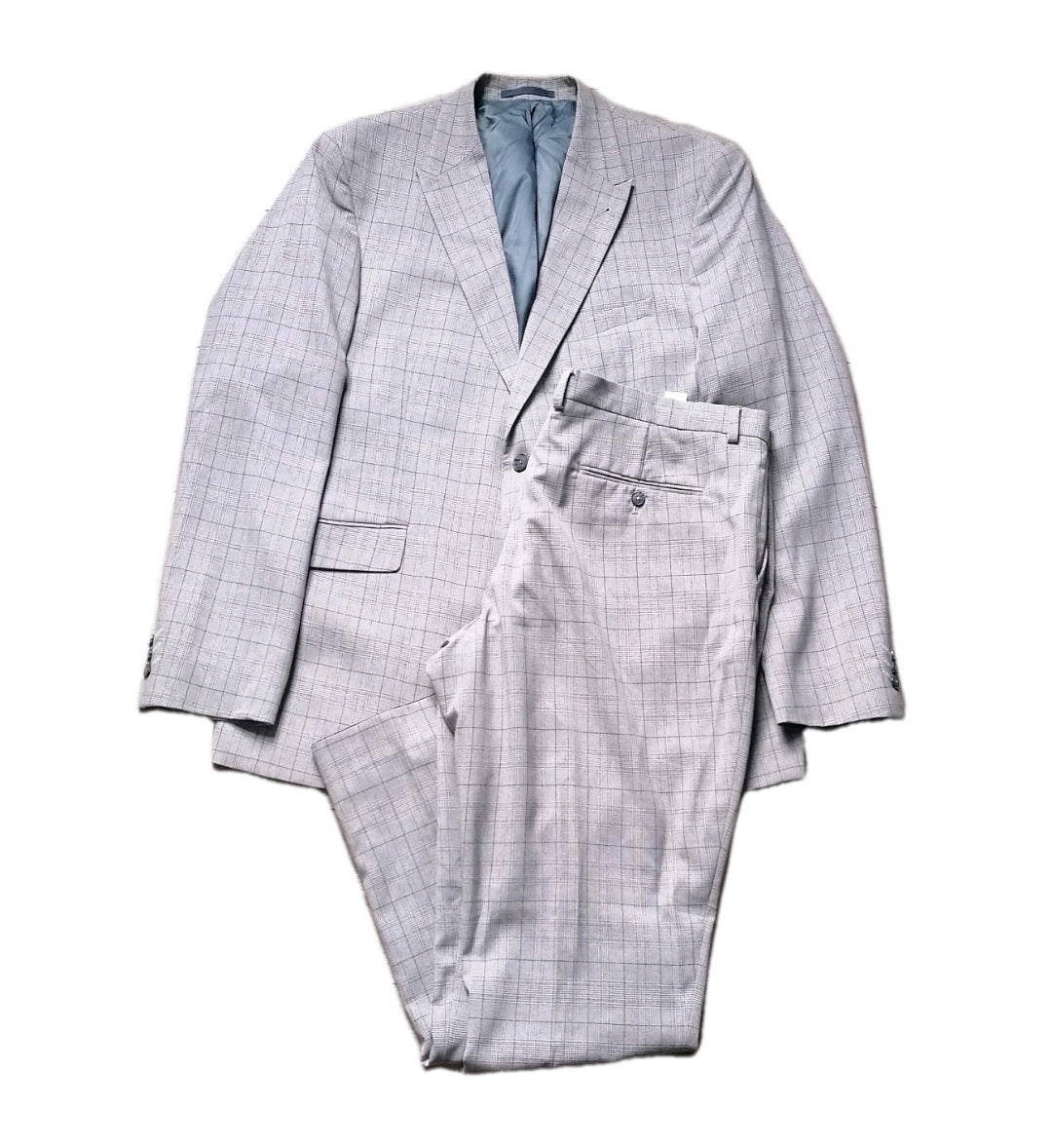 Men light grey Check tailored fit 2 piece suit 46L/42L