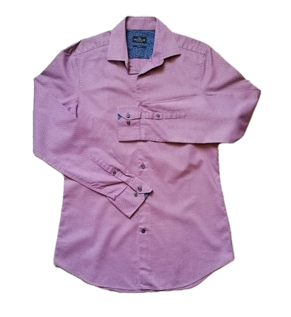 Men Next burgundy mix slim fit formal shirt 15.5"