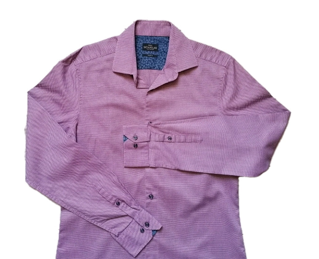 Men Next burgundy mix slim fit formal shirt 15.5"