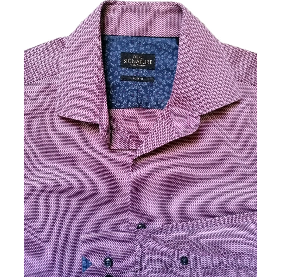 Men Next burgundy mix slim fit formal shirt 15.5"