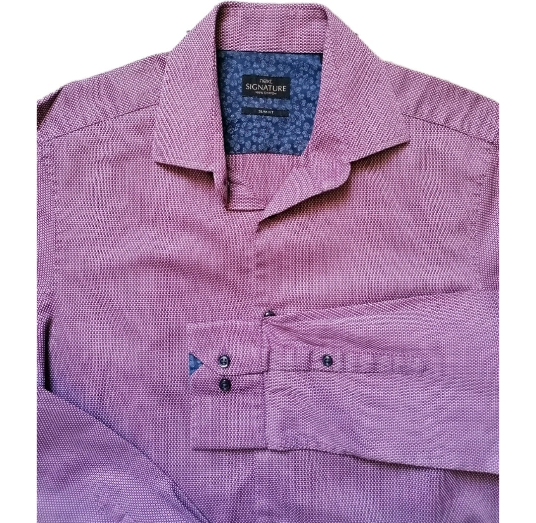 Men Next burgundy mix slim fit formal shirt 15.5"