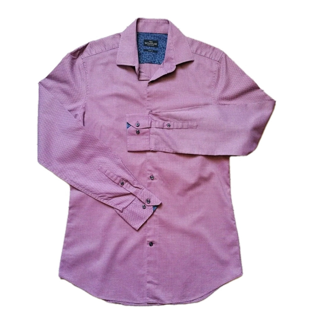 Men Next burgundy mix slim fit formal shirt 15.5"