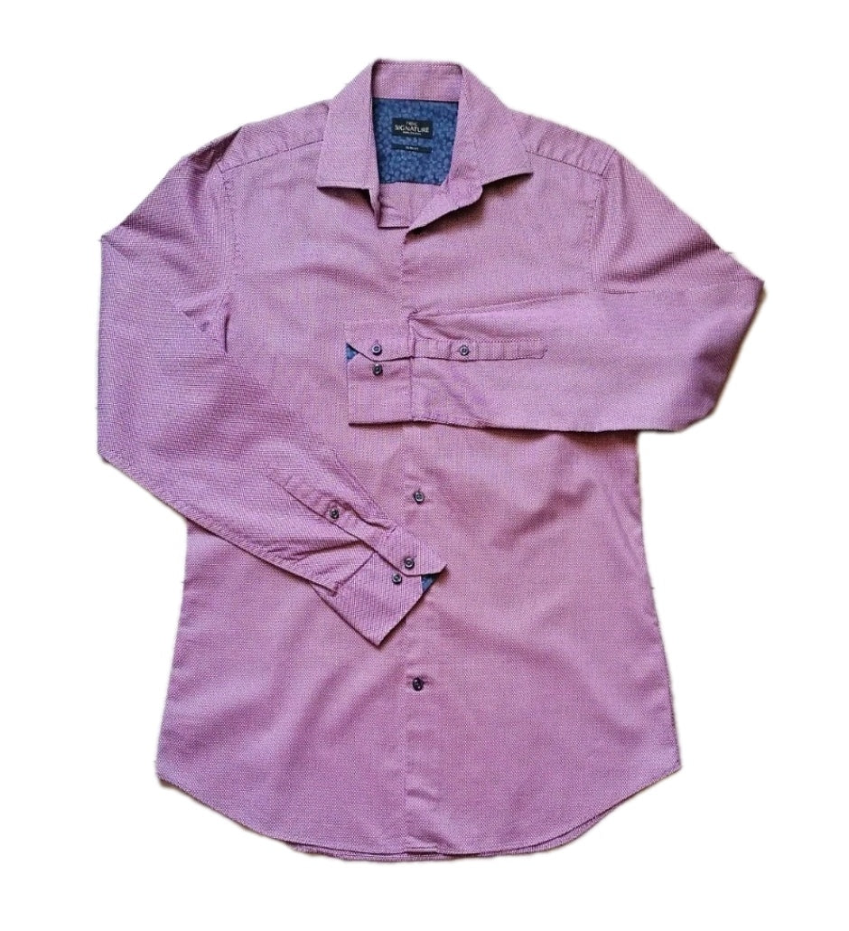 Men Next burgundy mix slim fit formal shirt 15.5"