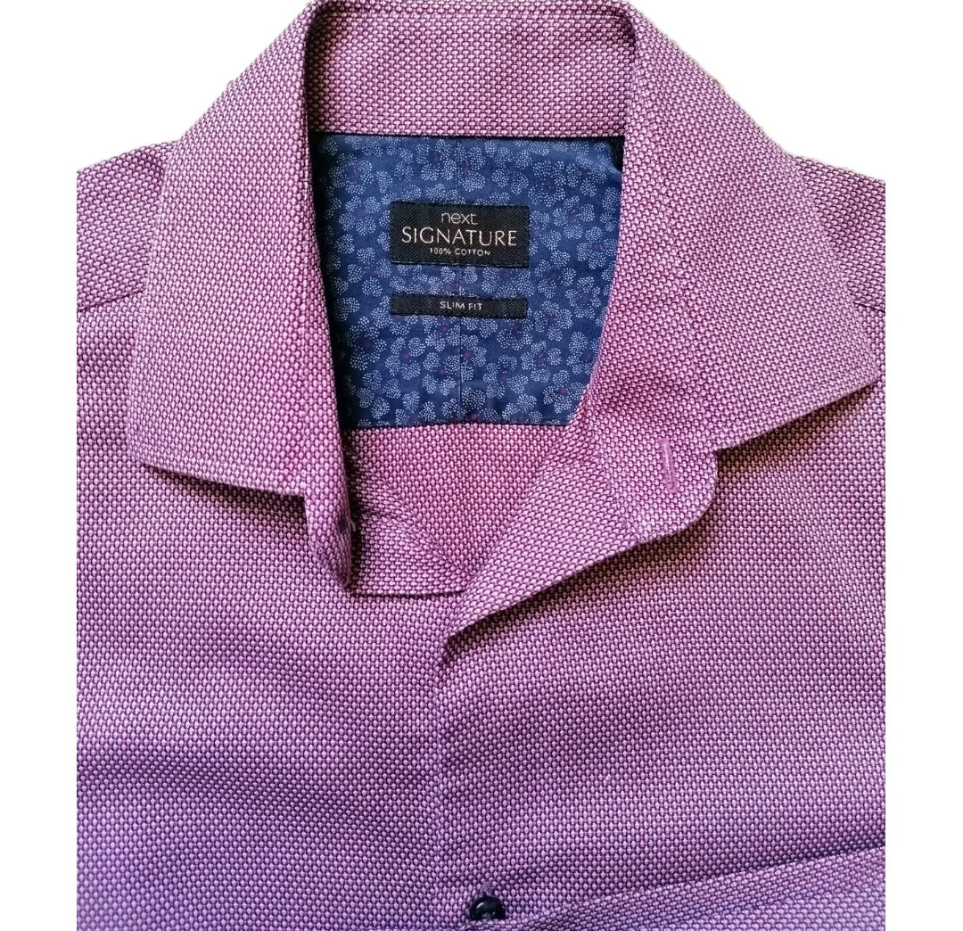 Men Next burgundy mix slim fit formal shirt 15.5"