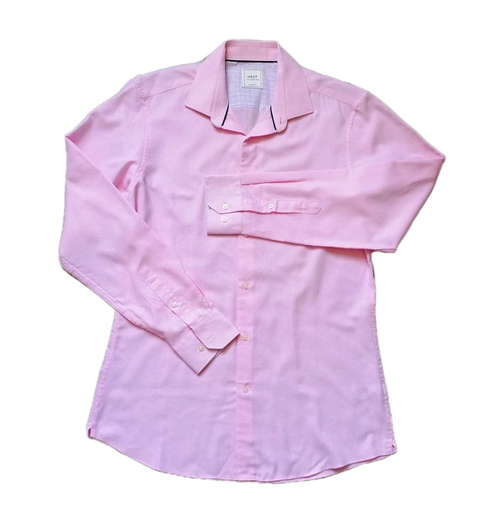 Men Next pink formal long sleeve slim fit shirt 15.5"