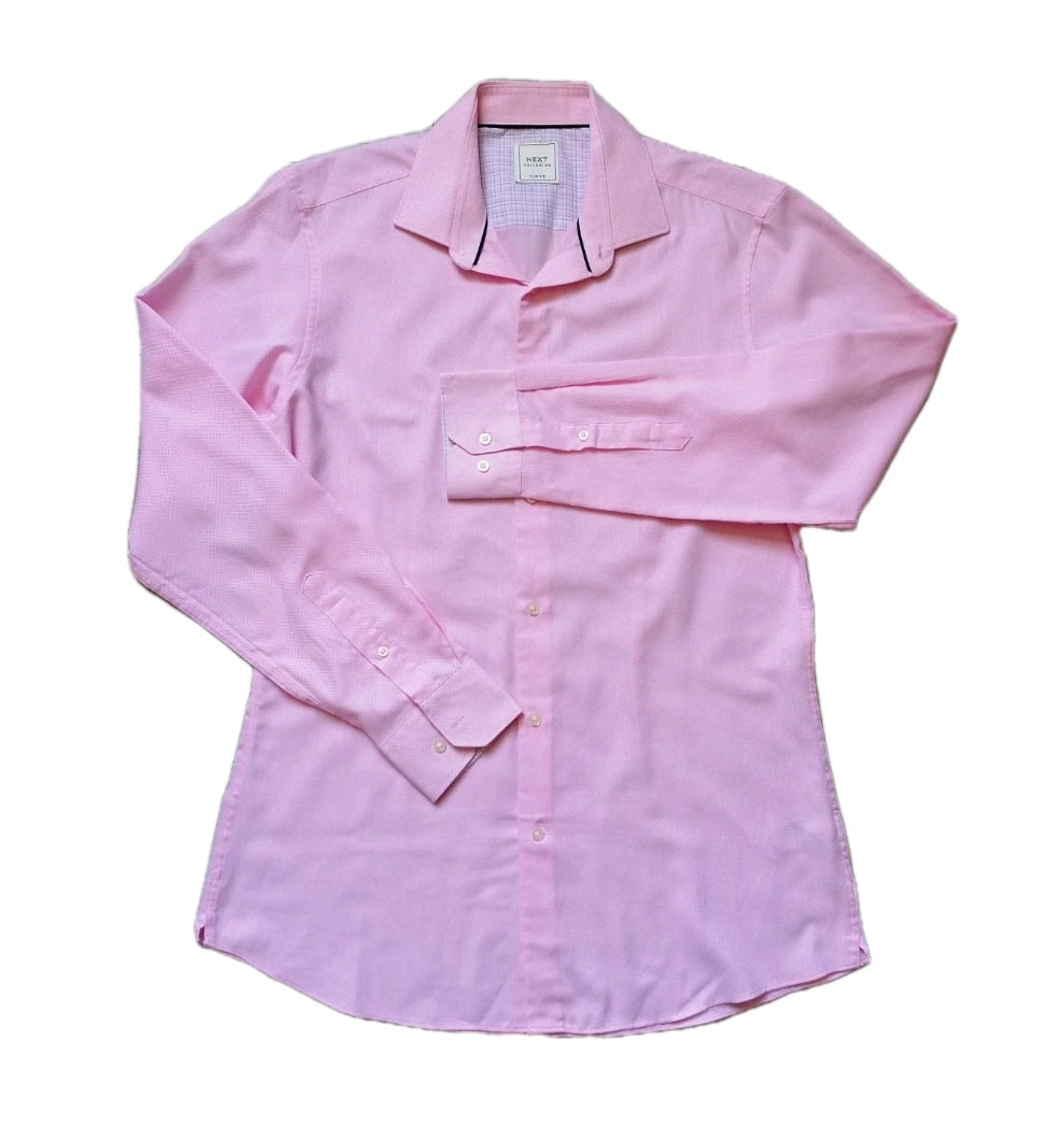 Men Next pink formal long sleeve slim fit shirt 15.5"