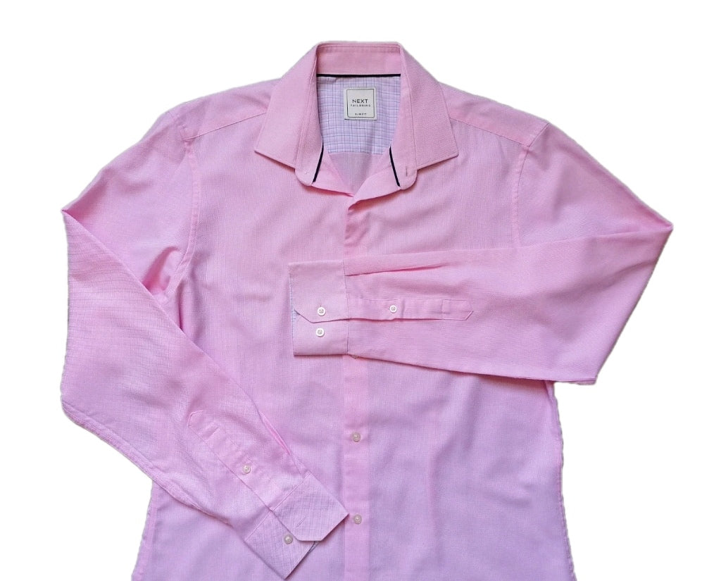 Men Next pink formal long sleeve slim fit shirt 15.5"