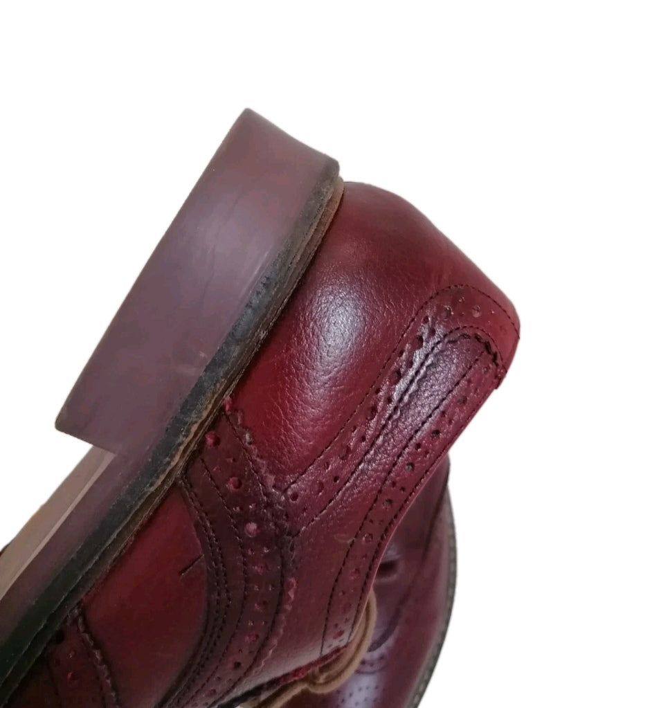 Men M&S burgundy brogues lace up formal shoe UK 9 EU 43
