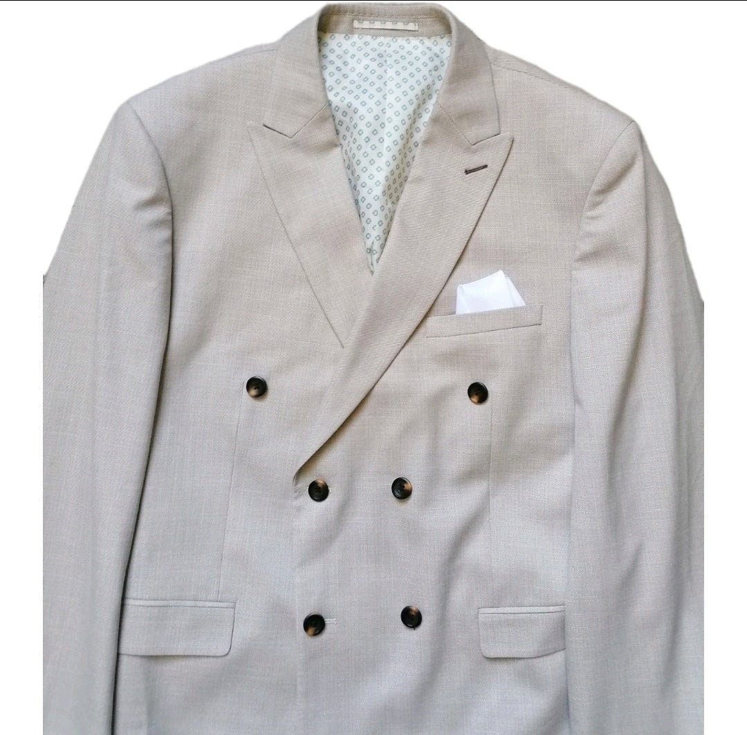 Men Skopes beige double breasted blazer 44L