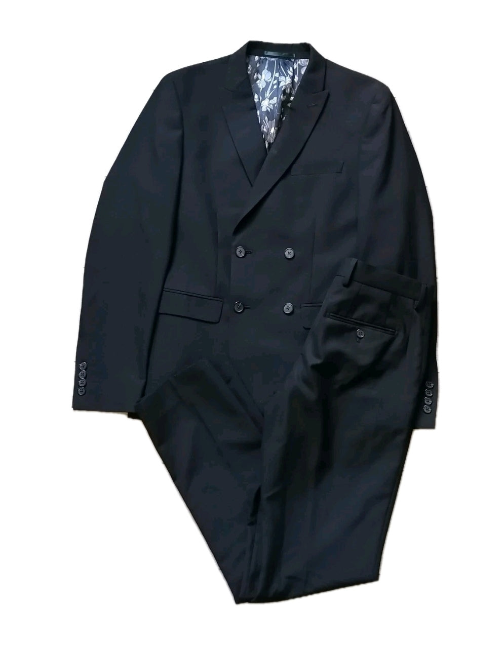 Men Next black double breasted 2 piece slim fit suit 36R/30R