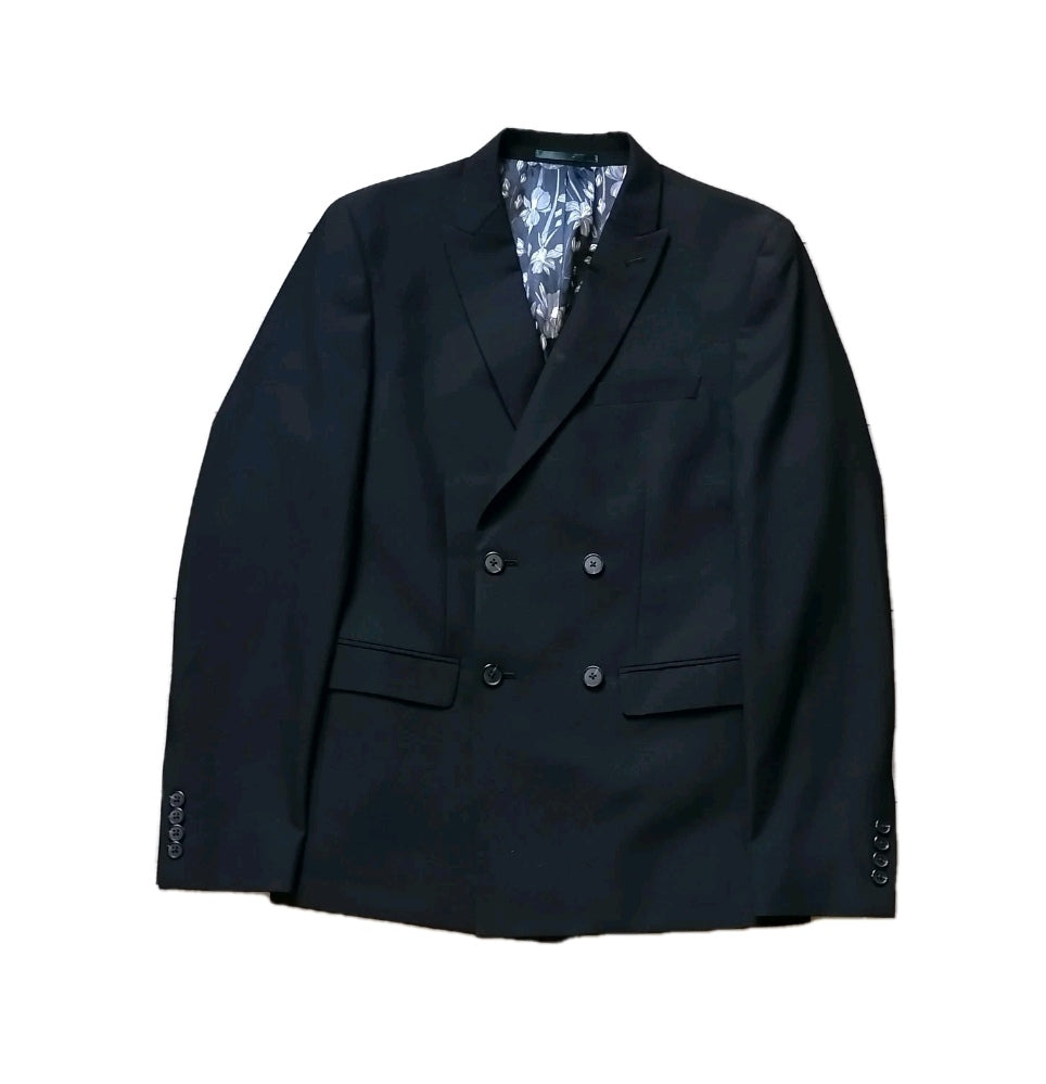 Men Next black double breasted 2 piece slim fit suit 36R/30R