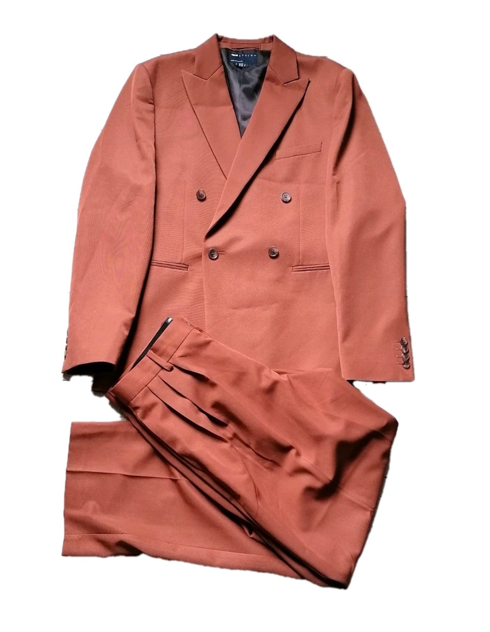 Men Asos double breasted brown 2 piece suit 38R/32R
