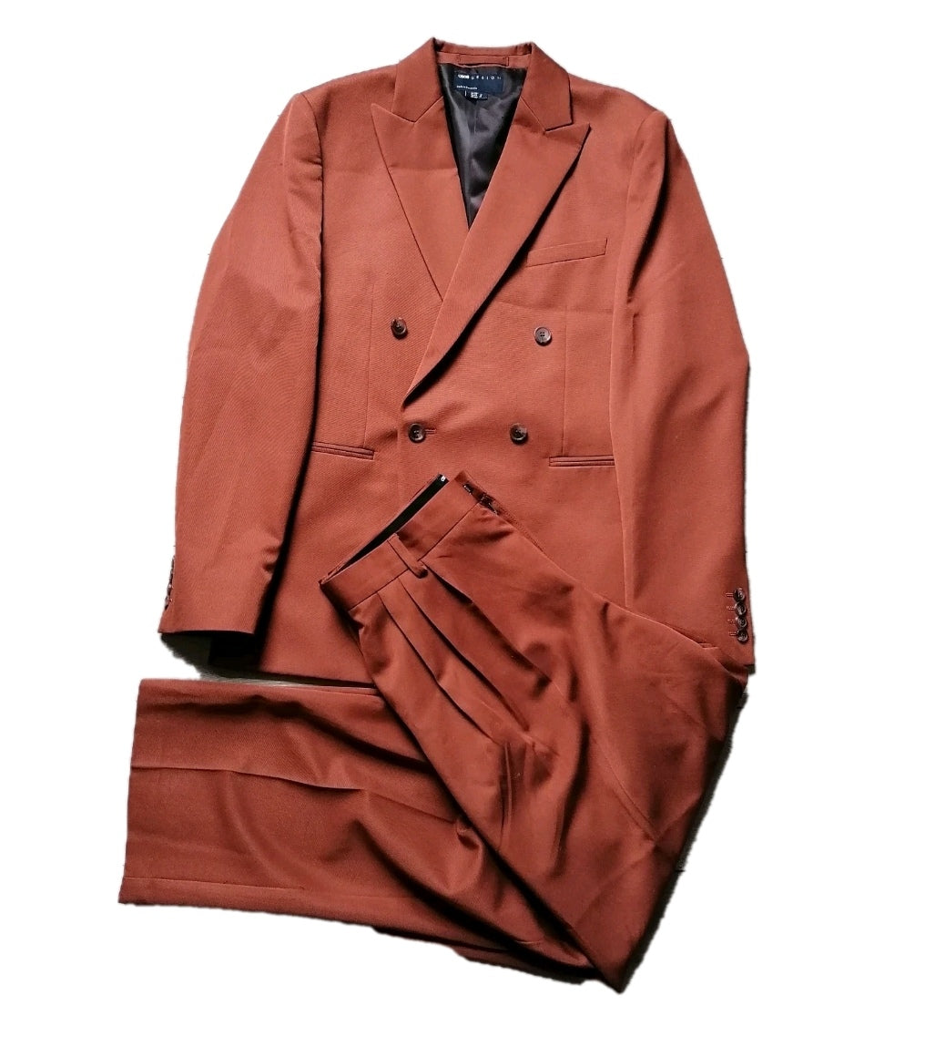 Men Asos double breasted brown 2 piece suit 38R/32R