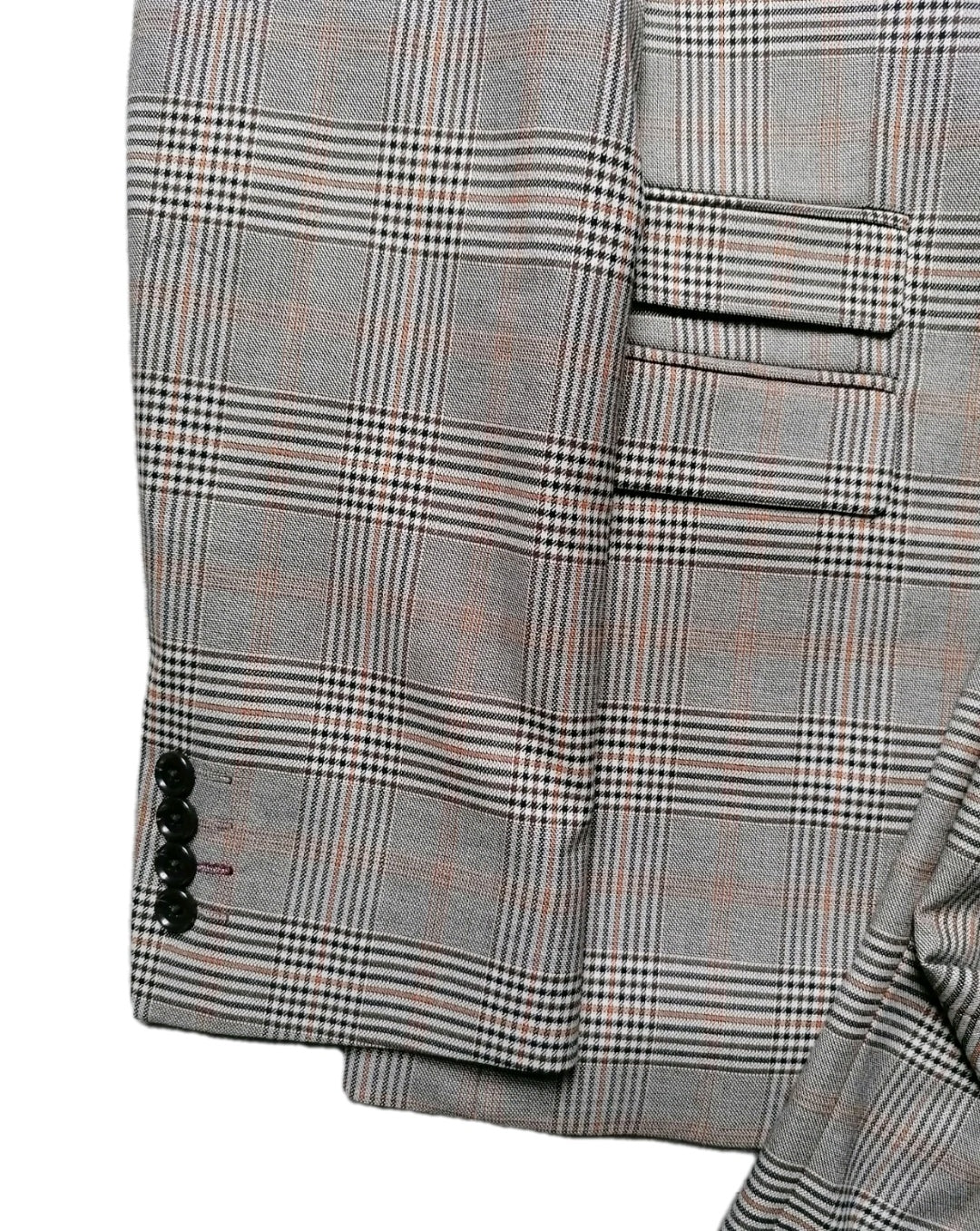 Men Next beige check tapered slim 2 piece suit 42L/36L
