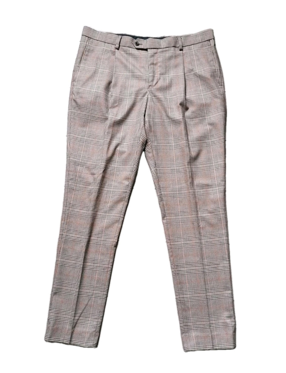 Men Next beige check tapered slim 2 piece suit 42L/36L